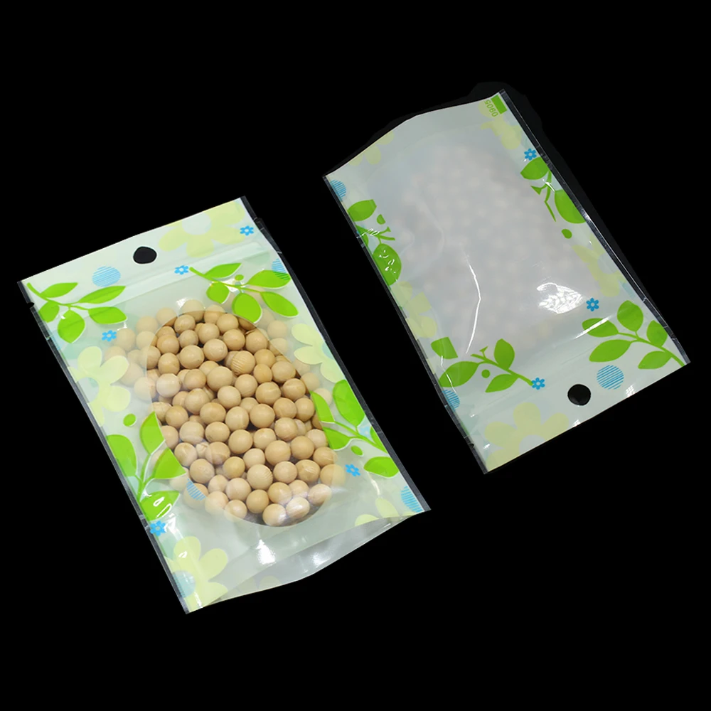 Пластиковый пакет с застежкой молнией упаковка принт листьями стоячий