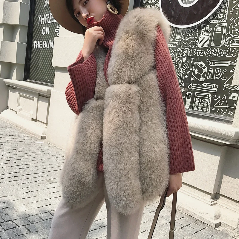 

Autumn Winter Clothes Real Fox Fur Coat Vintage Jacket Korean Vest Women Chalecos Para Mujer MY921