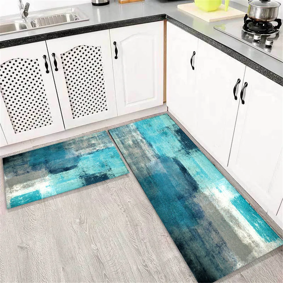 

Nordic Black Abstract Painting Rug For The Kitchen Floor Flannel Kitchen Mat Set Bedside Carpet Doormat Hallway Rug