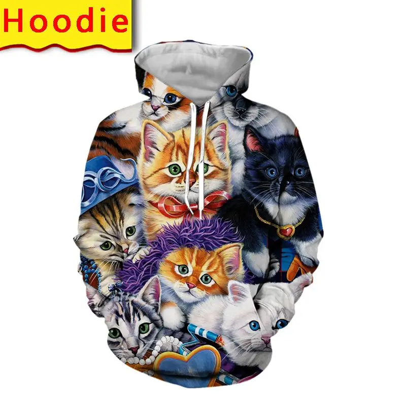 

Cat Hoodie Sweatshirt 3d Print Men Harajuku Hip Hop Pullover Funny Pants Casual Jacket Anime Clothes Blanket Lounge Wear
