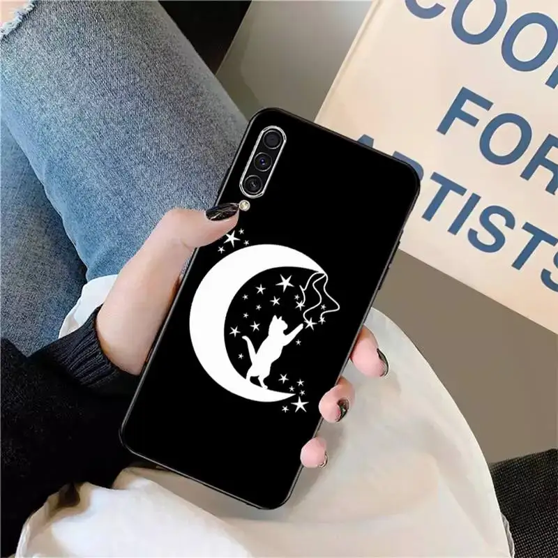 

Moon and black cat Art aesthetics Phone Case For Samsung galaxy S 9 10 20 A 10 21 30 31 40 50 51 71 s note 20 j 4 2018 plus