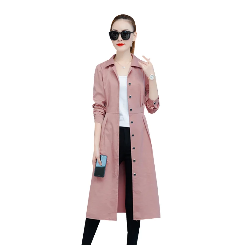 

Женская ветровка в Корейском стиле, длинный приталенный тренчкот большого размера, модная женская одежда, 4XL, D3586, весна 2020