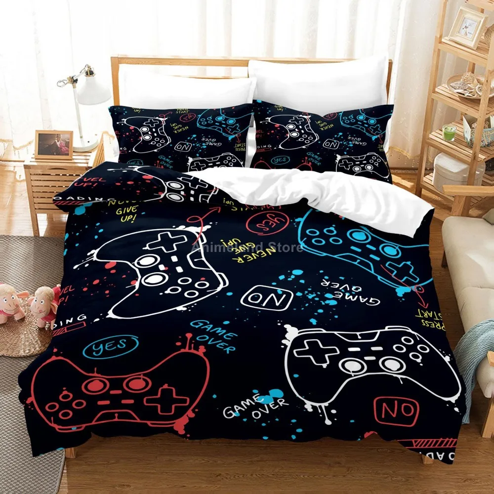 

2021 New Gamepad 3D Print Comforter Bedding Set Game Gamer Duvet Cover Sets Kids Pillowcase Queen King Double Size Home Colorful
