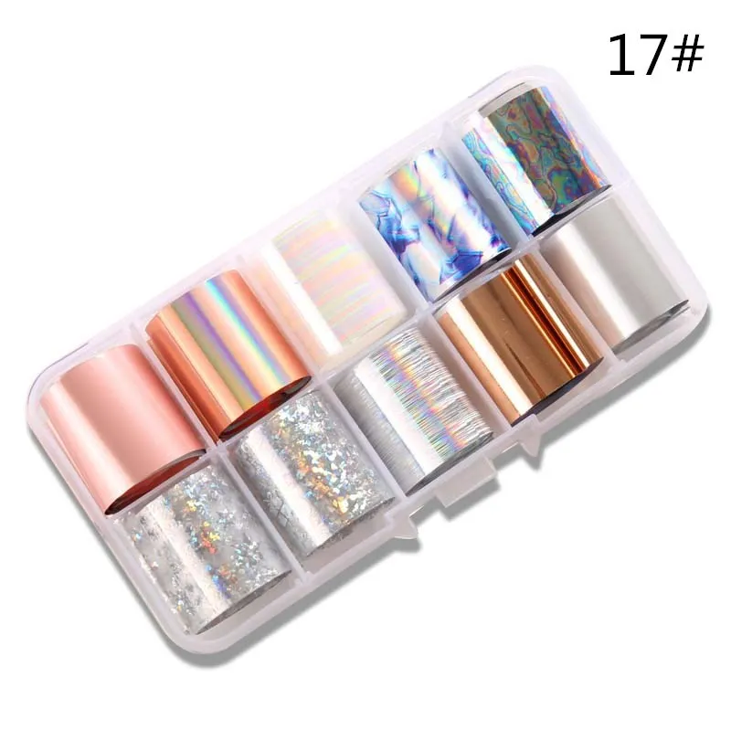 10 рулонов голографическое искусство ногтей набор фольги AB лазерная наклейка для