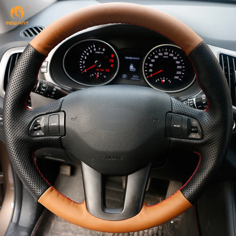 MEWANT Orange Black Leather Car Steering Wheel Cover for Kia Sportage 3 2011-2014 Ceed Ceeɽ 2010-2012 Interior Accessories |