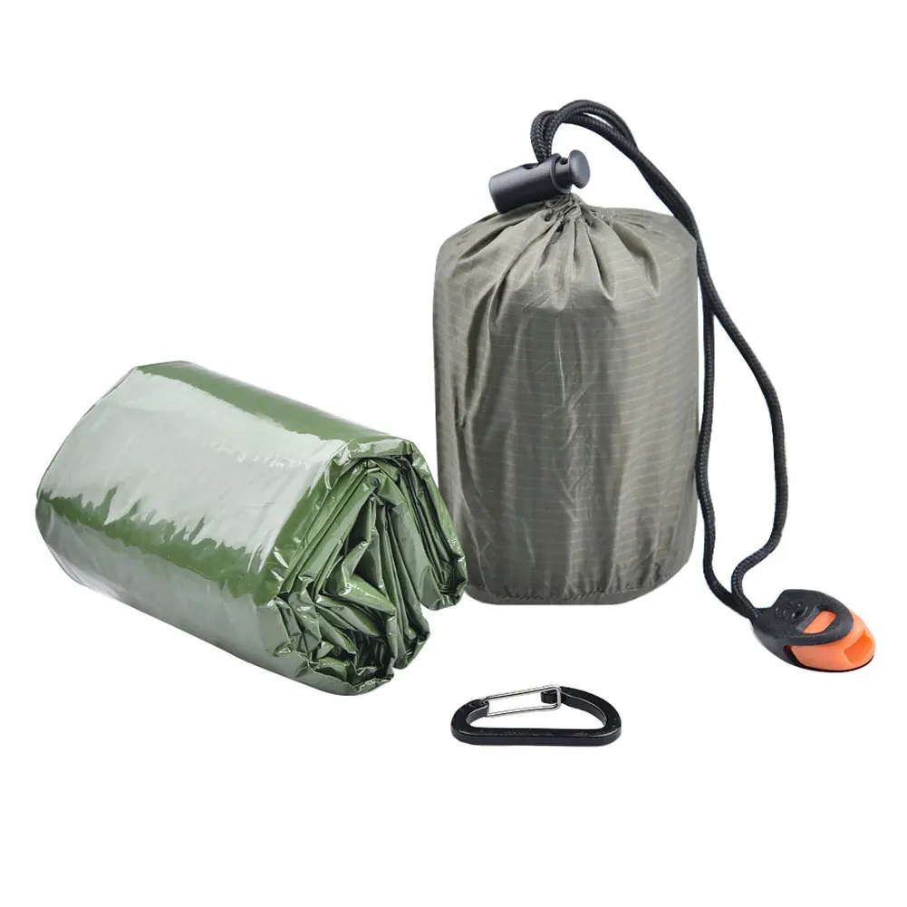 

Lifesaving Sleeping Bag Aluminum Outdoor Emergency Blanket Lightweight Travel Sleep Bag for Camping Hiking Green