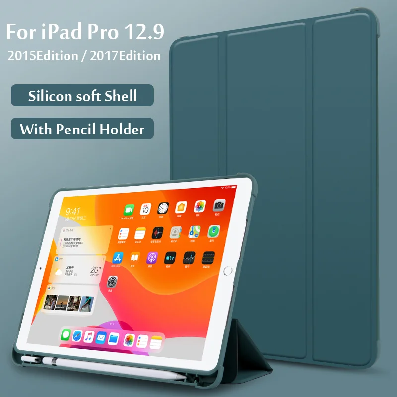 

For iPad Pro 12.9 2017 Edition (With Home key) Case For iPad Pro 12.9 2015 With Pencil Holder Secure Magnetic Smart Case Cover