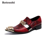 batzuzhi fashion mens shoes luxury handmade mens leather dress shoes metal cap red partyweddingrunway shoes men zapatos homb