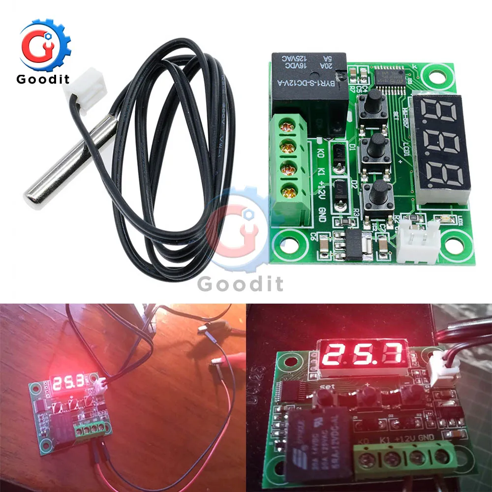 W1209 DC 12V температура отопления охлаждения Термостат Регулятор температуры