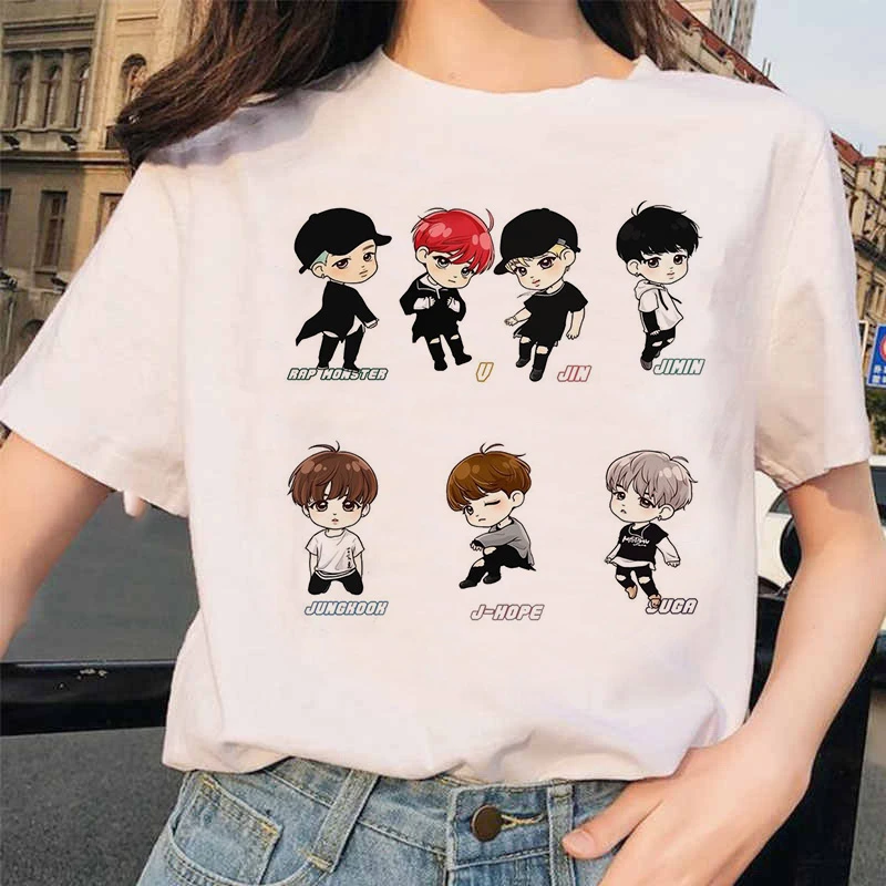 Bangtan футболка для мальчиков Женская Корейская стильная негабаритная Футболка kpop женская футболка ulzzang harajuku JIN SUGA J HOPE JIMIN V JUNGKOOK - Цвет: 1145