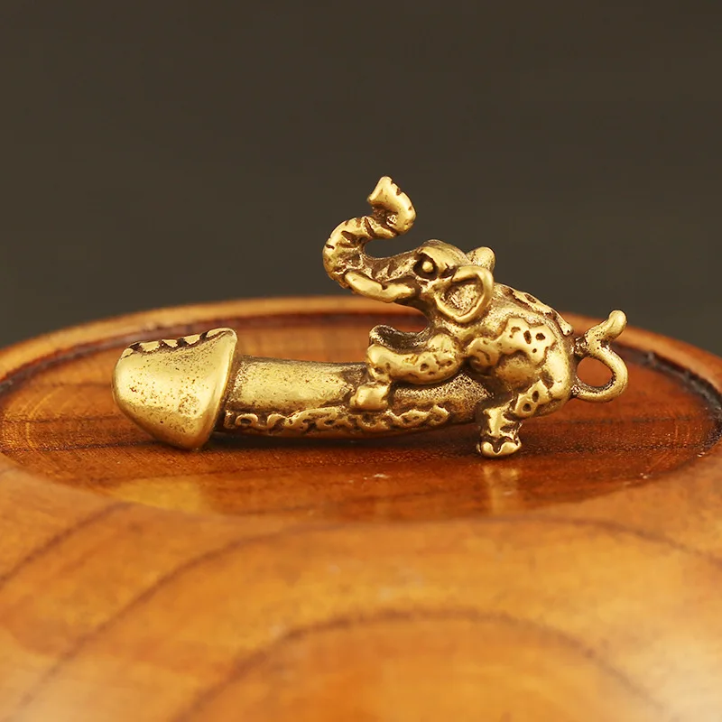 Мужской брелок со слоном из твердой латуни подвеска для автомобиля пенис