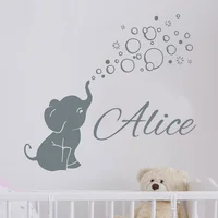 Personalized Name Elephant Decals Vinyl Home Decor For Kids Room Custom Baby Name Sticker Nursery Bubble Cute Self Adhesive M191