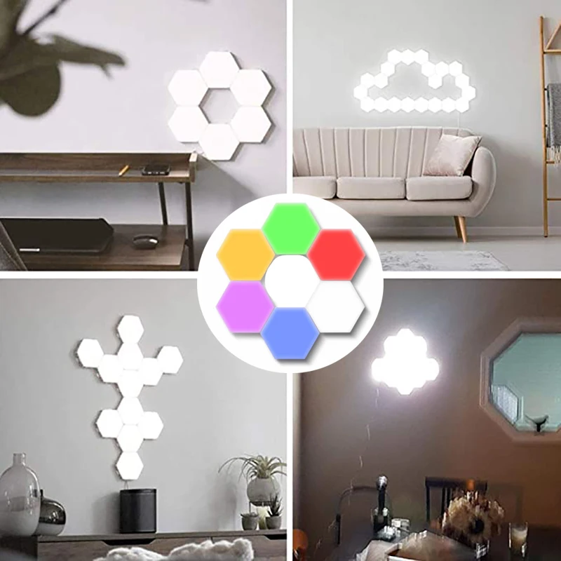 

LED Hexagon Quantum Light Touch SensorcolorfulNight Lights Light MagneticModular touch Wall Lamp Creative Decor Color Night lamp