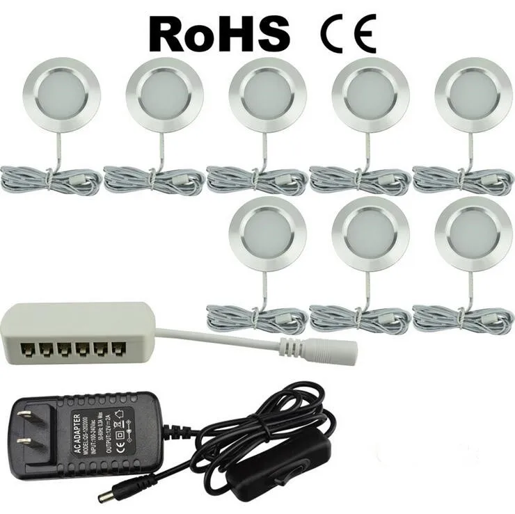 Светодиодный подсветка для шкафов 12V 3W Кухня счетчик мебельная полка освещение под шкаф украшения мебели круглый точечные лампы