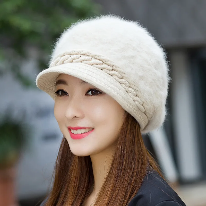 

Add Velvet Rex Rabbit Hat Ladies Winter Korean Rabbit Fur Hat New Winter Wool Hat Thickened