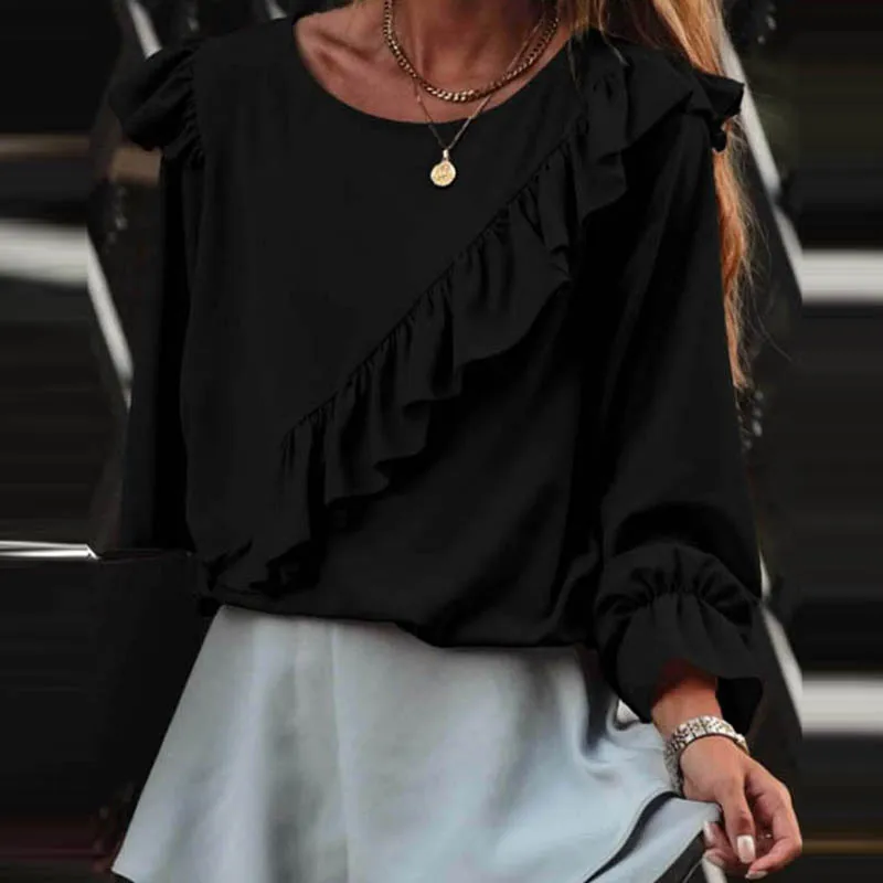 Повседневные милые однотонные футболки с длинным рукавом модный осенний пуловер