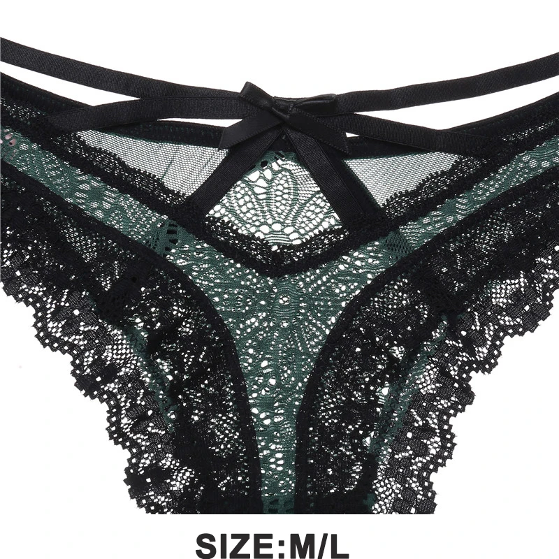 

Women Lace Panties Fashion Underpants Transparent Sexy Female Briefs Low Waist Cotton Crotch Elastic Underwear Solid Color M-XL