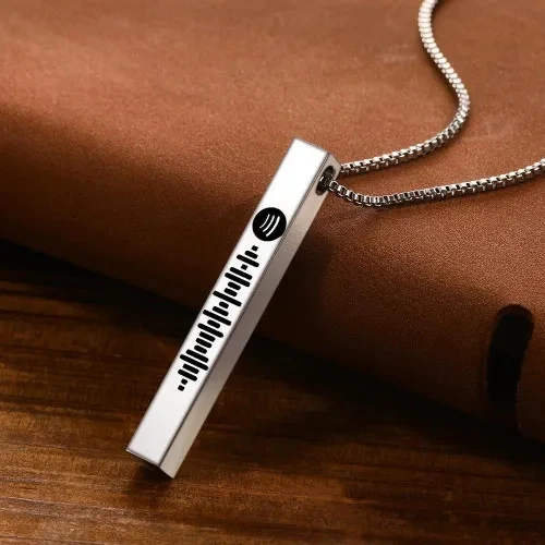 Custom Unisex Spotify Code Bracelet Scannable Spotify Code Necklace 3D Engraved Vertical Bar Necklace Memorial Gifts For Her