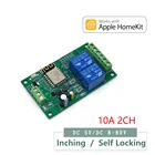 Релейный модуль Homekit, 2-канальный модуль Wi-Fi, переключатель, самоблокировка, управление входом, 5 В, 12 В, 8-80 В постоянного тока