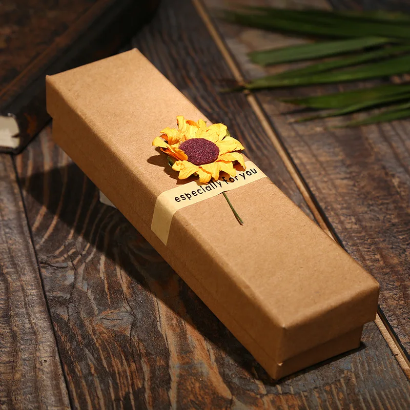 1 шт. крафт бумага коробка для ювелирных изделий Подсолнух специально вас надпись