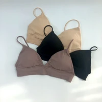 crop top small vest triangle cup simple bottoming sleep bra thin shoulder straps breasts big breasts show small breasts blouses