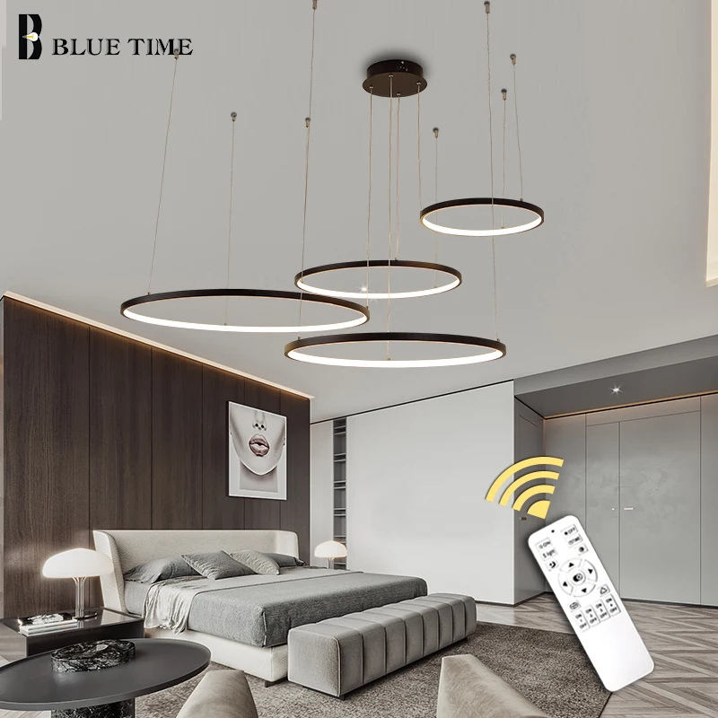 Arañas LED iluminación interior luces del hogar para sala de estar comedor Lustre candelabro colgante 5 anillos 4 anillos lámparas circulares