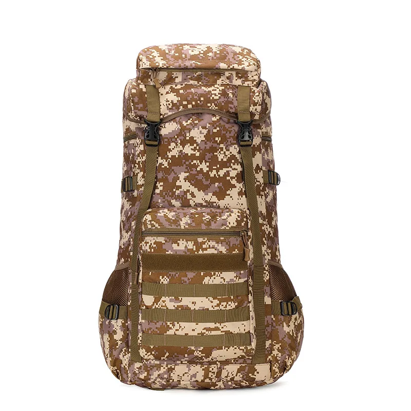 

Fashion Military Camouflage Backpack Travel Tactics Bag Anti-Thief Buckle Double-Head Zipper Waterproof 70L Pack