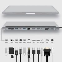 12 in 1 usb type c hub usb 3 1 to dual hdmi compatible 4k multi usb splitter docking station for microsoft surface book 2
