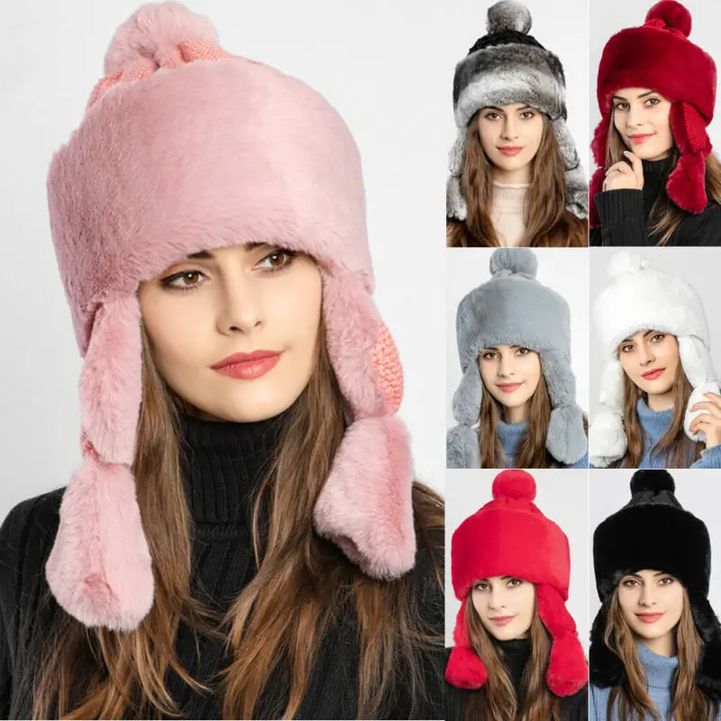 Женская Мужская зимняя уличная теплая ворсистый флис шапка из искусственного