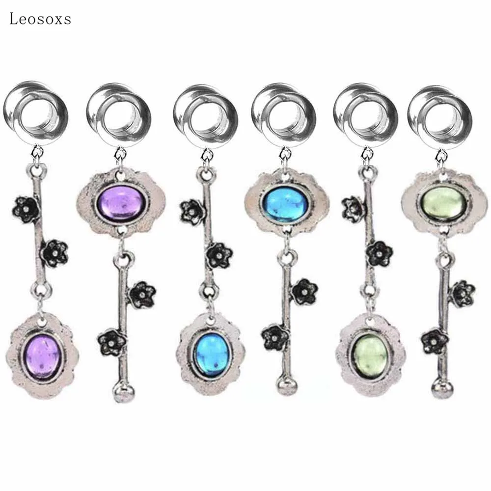 

Leosoxs 2pcs Simple and Versatile Women's New Plum Blossom Pendant Key-shaped Ear Expansion Body Piercing Jewelry
