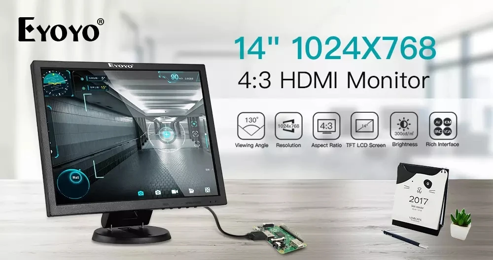 EYOYO EM14A 14 &quotТВ компьютерный монитор 1024x768 ЖК дисплей Экран с BNC HDMI VGA AV Дисплей для CC