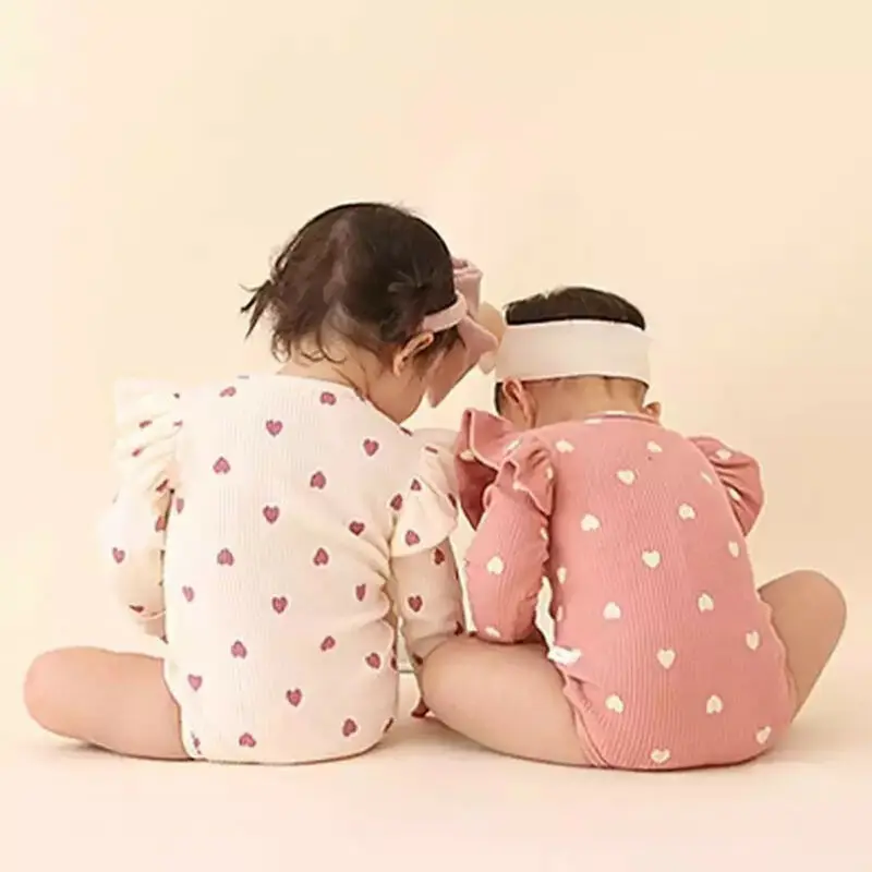 Lovely 3PCS Newborn Baby Girls Clothes 0-18M Infant Heart Print T shirt Tops Bodysuit Pants Headband Outfit Autumn Set Tracksuit | Детская