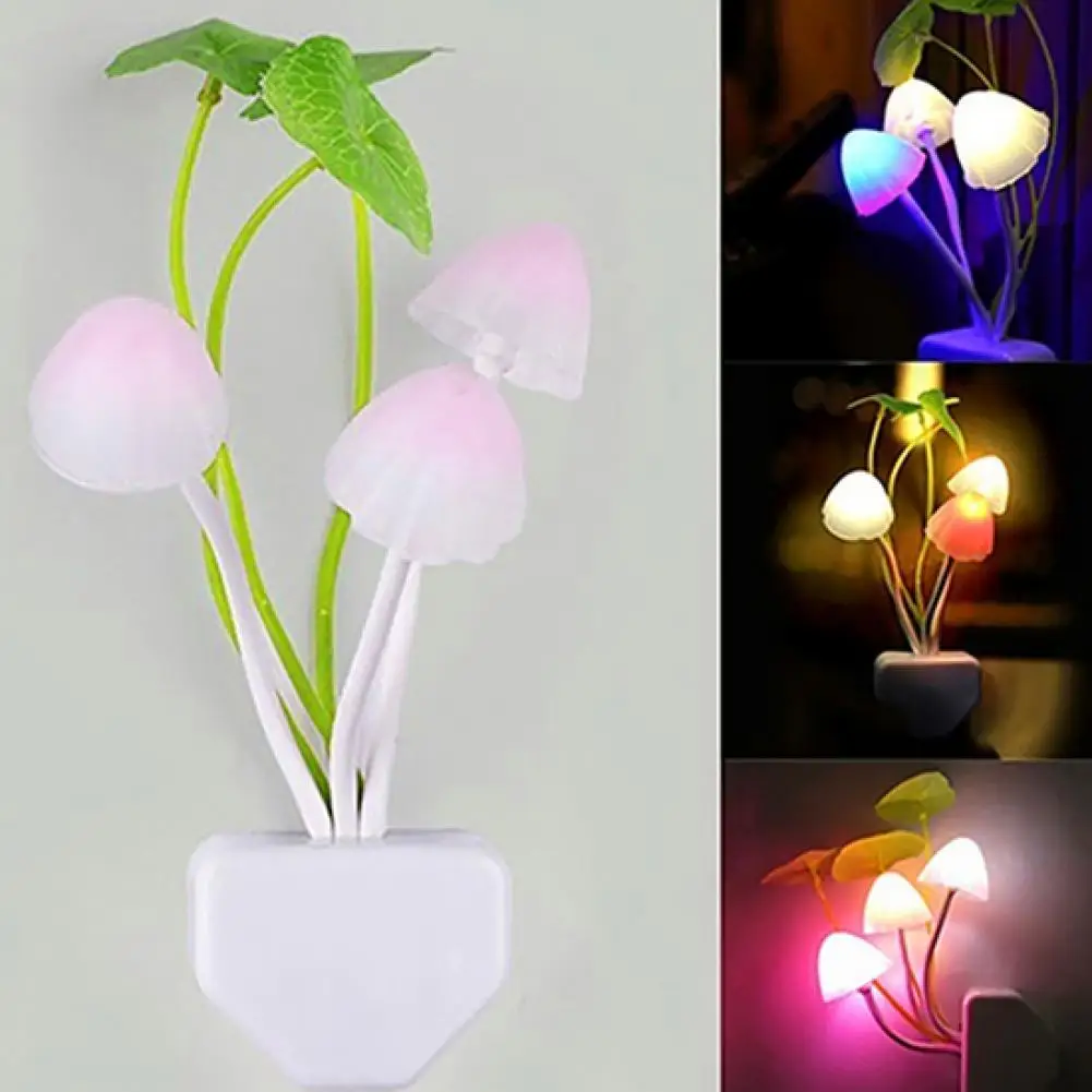 

Lovely Colorful LED Night Light Lamp Mushroom Romantic Lilac Night Lighting For Home Art Decor Illumination US/EU Plug