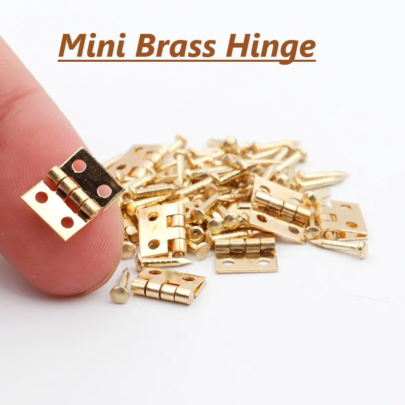 

40 шт. миниатюрных металлических петель золотого цвета + 160 шт. винтов, шкатулка для ювелирных изделий, аксессуары для мебели, гвозди