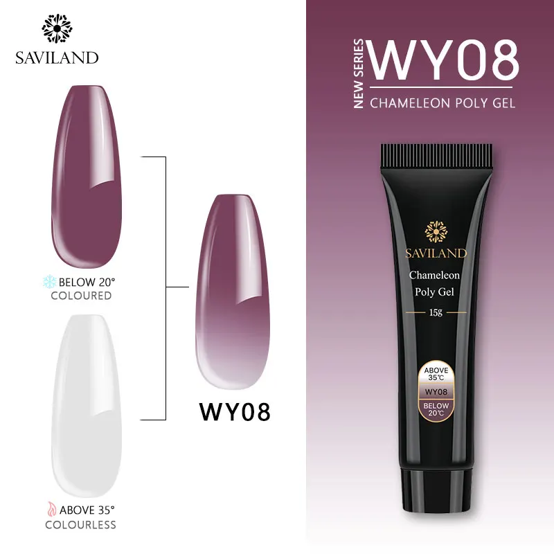 15ml WY08 Saviland 30 мл Гель-лак акриловый полигель изменение температуры многоцветный Алмазный полигель для ногтей быстрое строительство УФ-набор для ногтей - Цвет: 15ml WY08