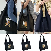 canvas bag women%e2%80%98s shopping bags commuter shopper tote bag bear 26 letters pure cotton grocery bolsas eco shoulder bag handbags