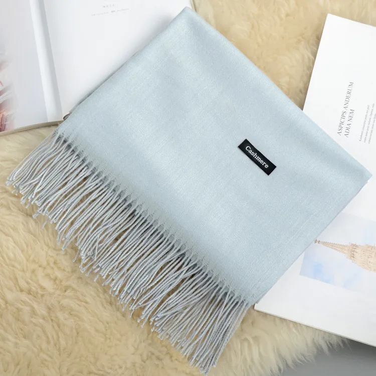 Кашемировый женский шарф новая теплая шаль Foulard Femme пашмины платок Шерстяной палантин голова шеи длинные зимние шарфы для женщин - Цвет: Silvery Scarf