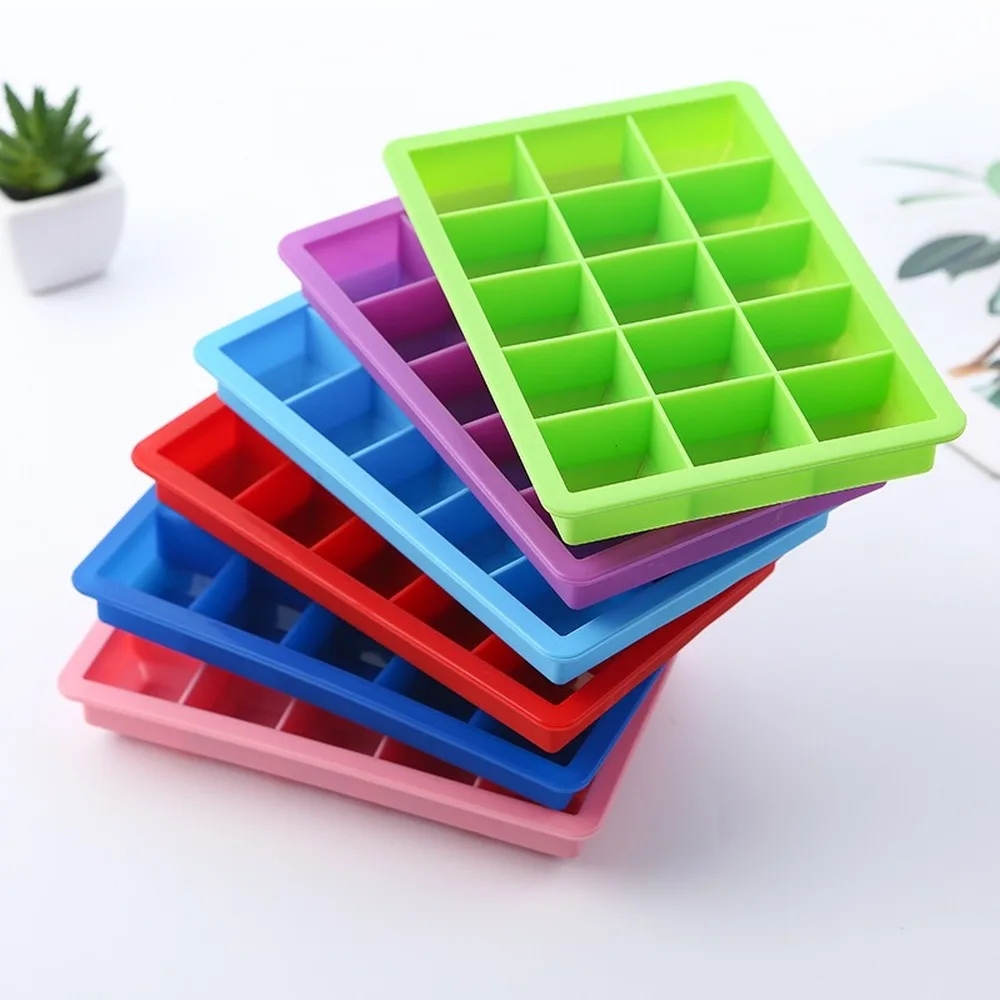 15 Grid Food Grade Silicone Ice Tray Home with Lid DIY Cube Mold Square Shape Cream Maker Kitchen Bar Accessories | Дом и сад