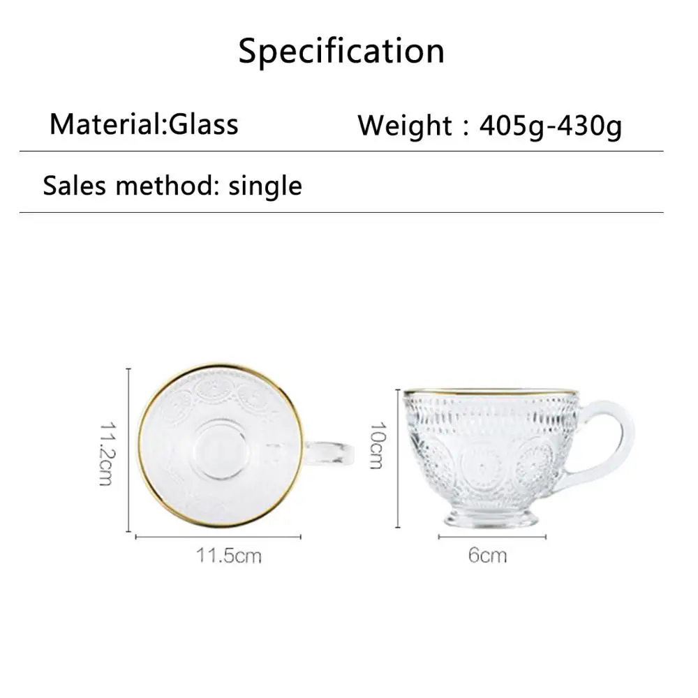 

Transparent Creative Glass Coffee Tea Mug Dessert Breakfast Milk Cups With Handle Household Drinkware