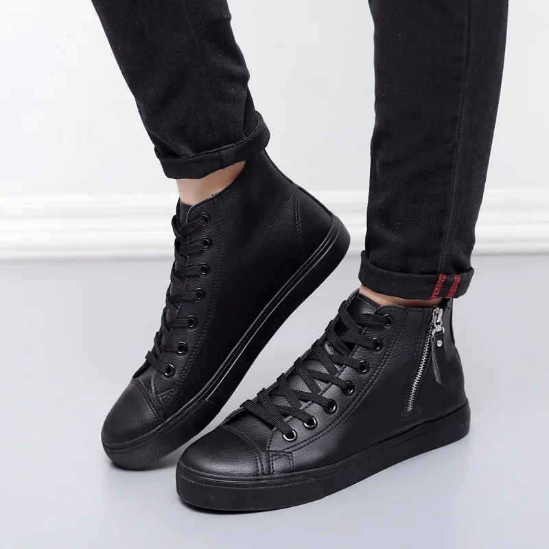 

2021 Spring Autumn New Concise Style Boots for Man Breathable Round Toe Low Heel Causal Martin Boots with Platform Fashionable