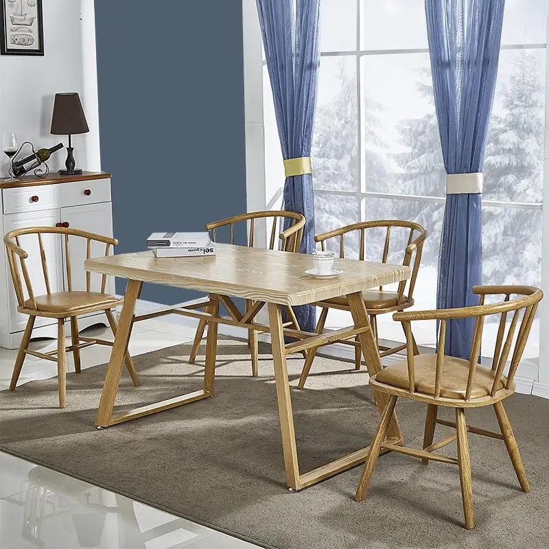 Nordic имитация дерева спинка кресла кованого железа Виндзор стул простой