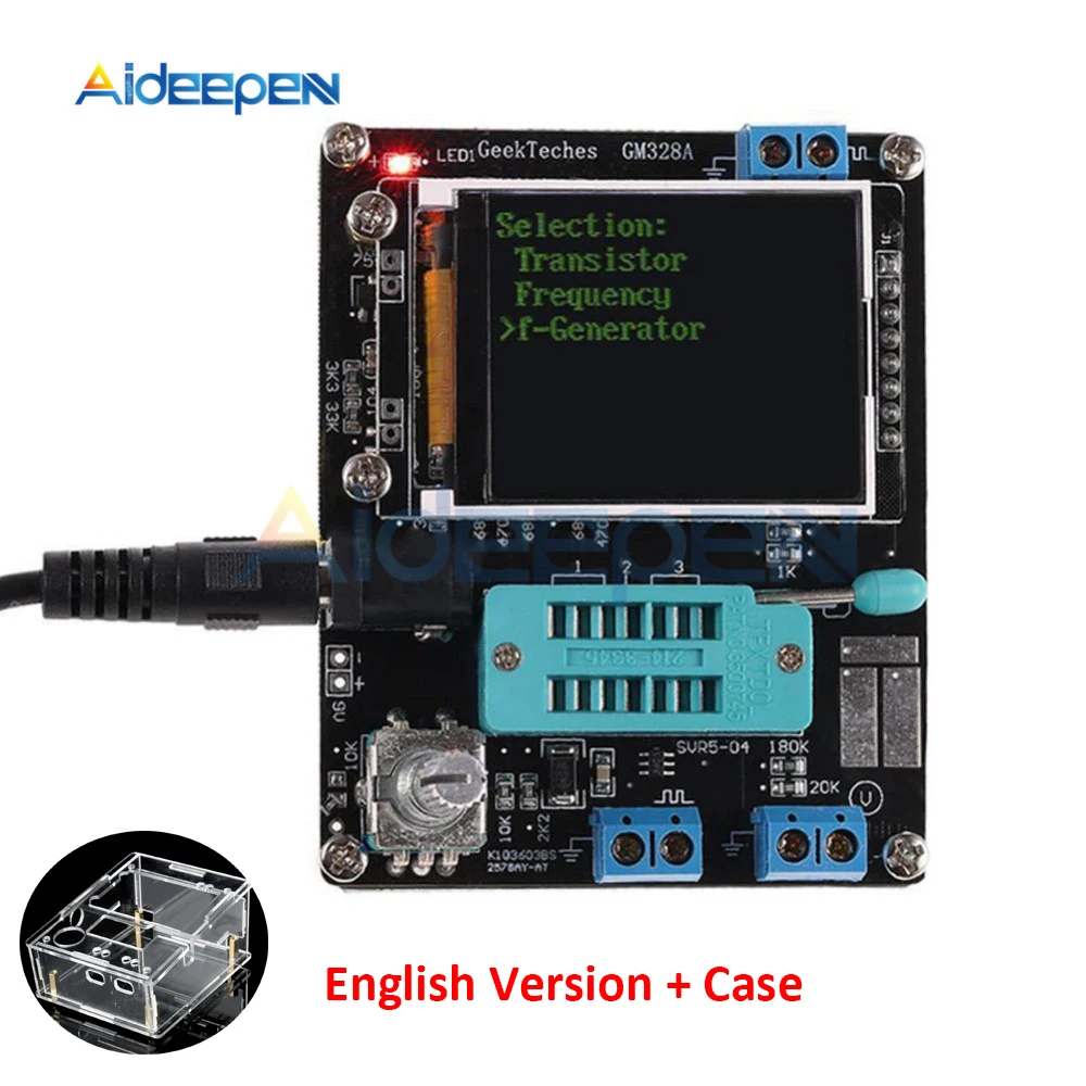 English and Case GM328A GM328B Транзистор тестер LCR диод емкость ESR напряжение частотомер ШИМ DIY Kit с Чехол - Цвет: English and Case