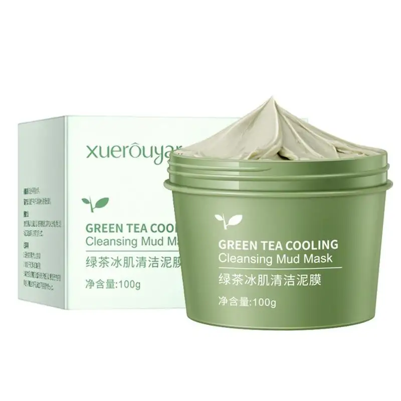Hot Green Tea Ice Muscle Mud Mask Anti-Acne Face Cream Pores Removal Shrink Acne Care Scar Essence Skin Cream Blackheads N9A9