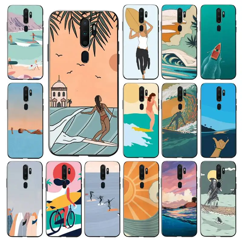 

YNDFCNB surfboard surfing art surf Girl Phone Case for vivo Y91C Y11 17 19 53 81 31 91 for Oppo a9 2020