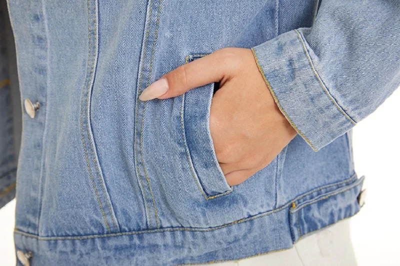 

Woman New Fashion Denim Jacket Autumn Solid Lapel Outwear Jacket Coat Grils All-Match Casual Button Streetwear Coats Tops