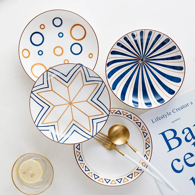 

Креативная керамическая тарелка в японском стиле с покрытием глазурью, домашнее блюдо, тарелка для глубокого супа, закусок, тарелка для еды нового типа, обеденные тарелки