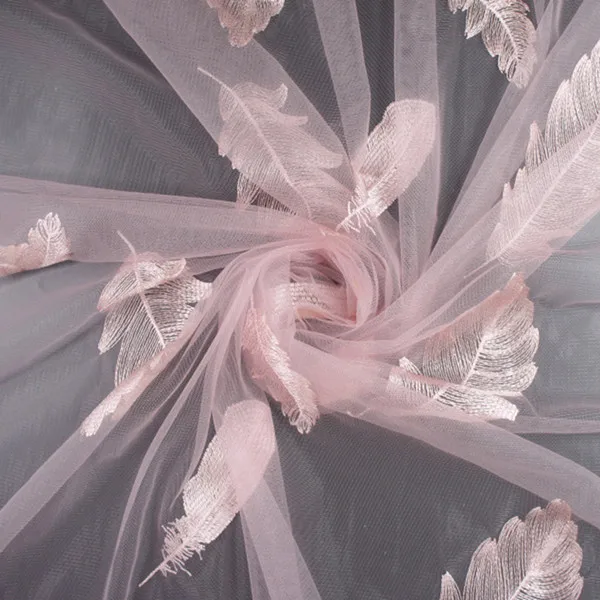 Тюль с вышивкой из перьев ширина 150 см ткань органзы мягкая сетка для вечерние ней