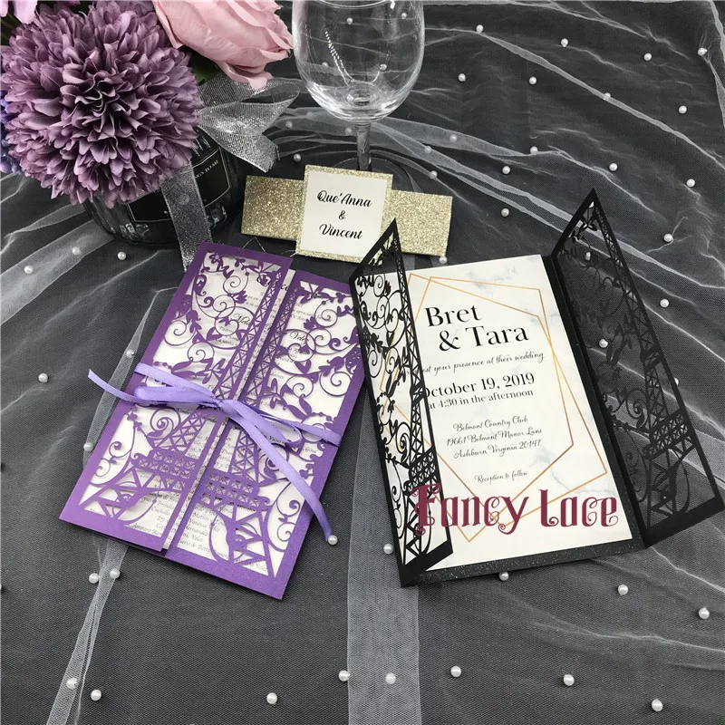 50 шт. Блестящий Свадебный комплект с изображением Эйфелевой башни