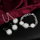 Изысканные 925 серьги-подвески с цветочным украшением из чистого серебра серьги цепи ожерелье и браслет для женщин; Женские модные Свадебные обручальные ювелирные изделия