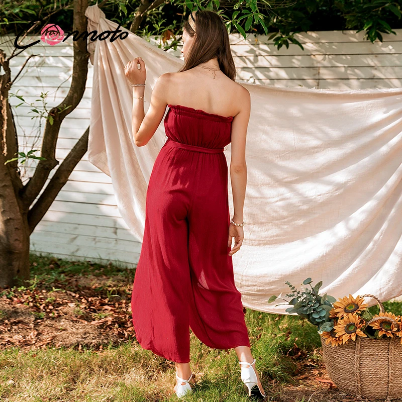 Conmoto Однотонные повседневные летние комбинезоны сексуальные пляжные ромперы с